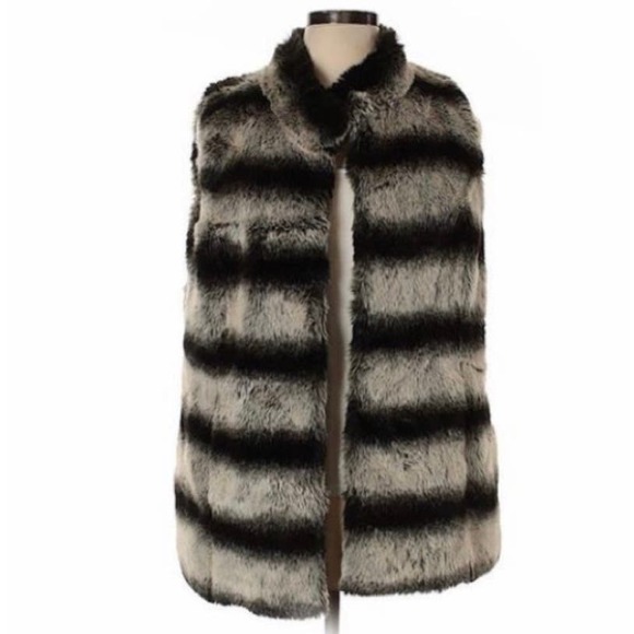 Rachel Zoe Faux Fur Striped Vest - Size Large - Vintage Inspired WC30 - Picture 3 of 9